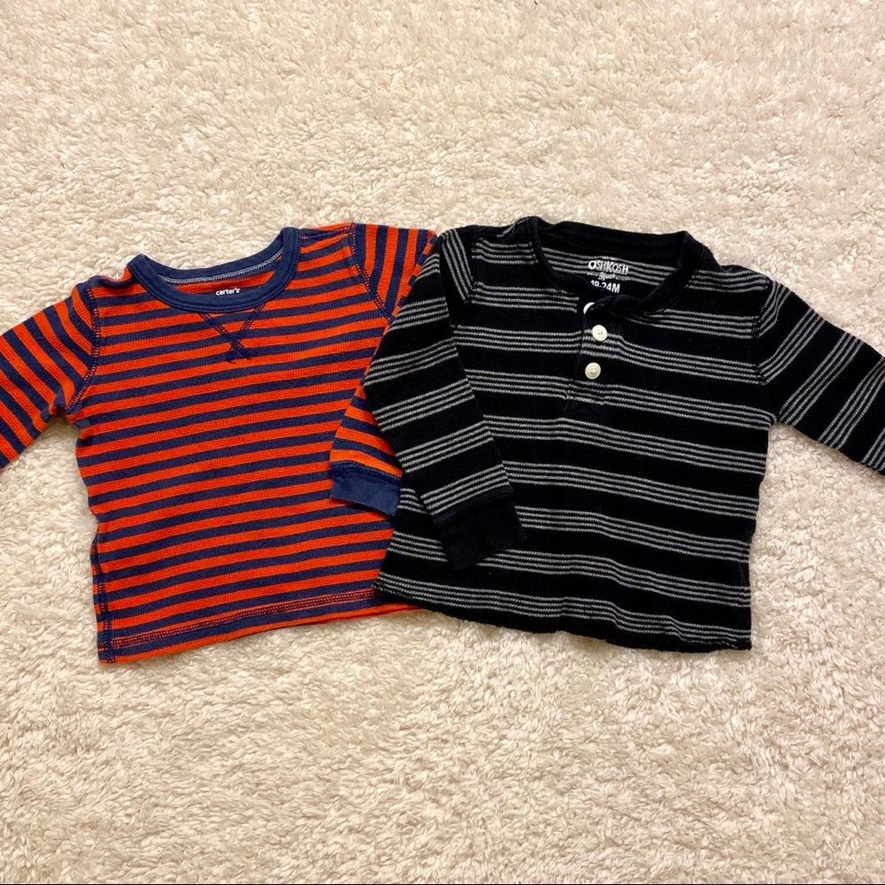 Two striped thermal long sleeve shirts